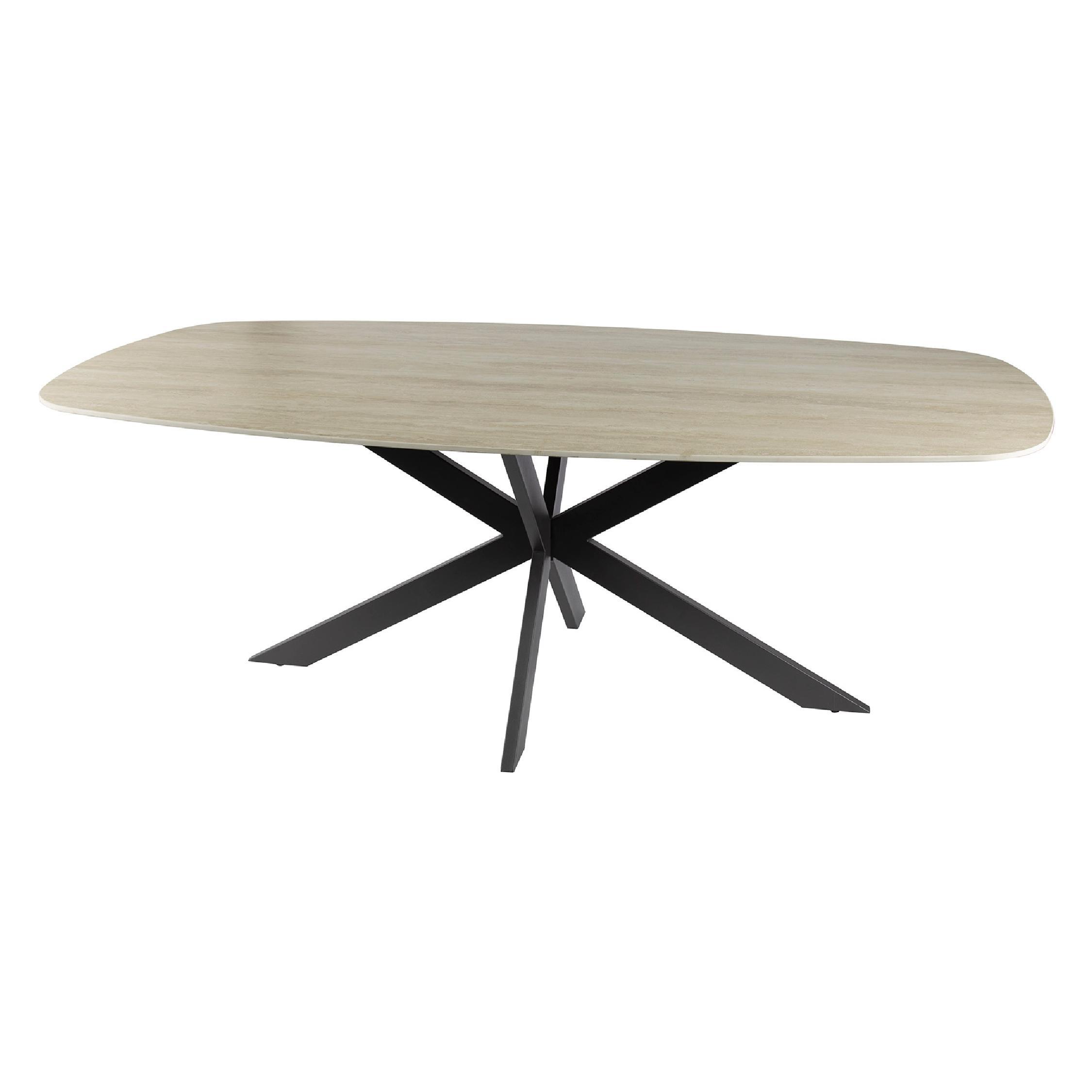 Deens ovalen eettafel Nino travertin afbeelding 1