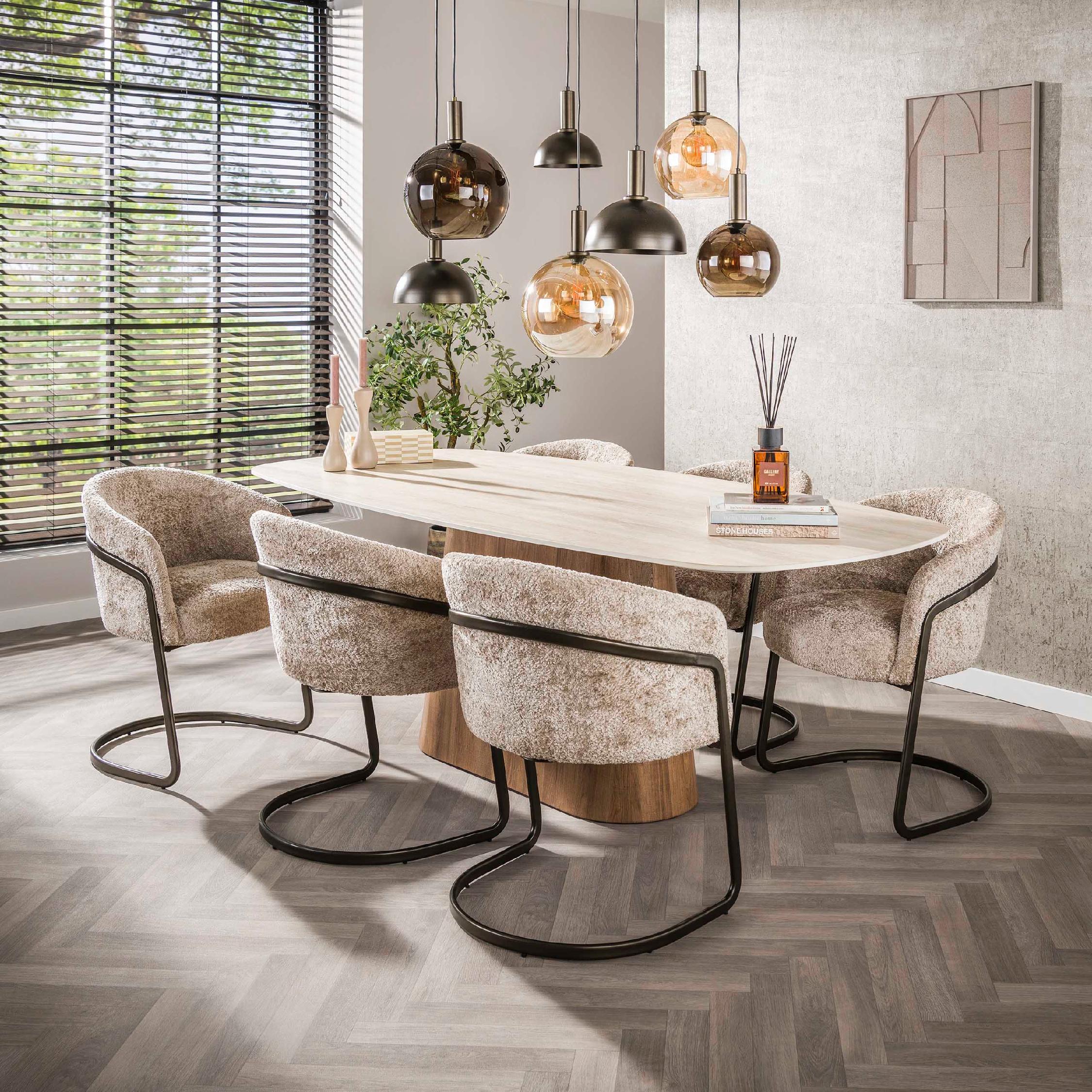 Deens ovale eettafel Sorell travertin look afbeelding 3