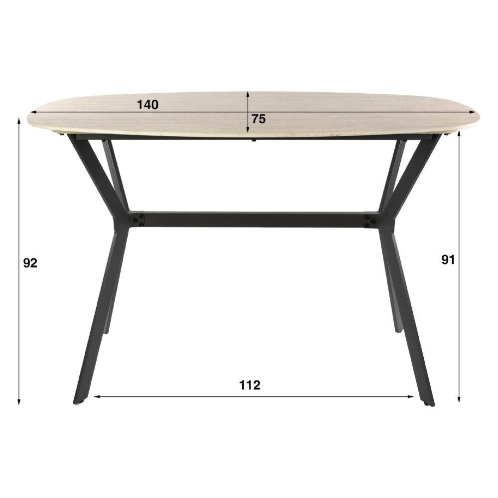 bartafel Nino keramiek travertin Deens ovaal 140cm afbeelding 2