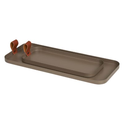 stalen dienbladen set bruin afbeelding 2