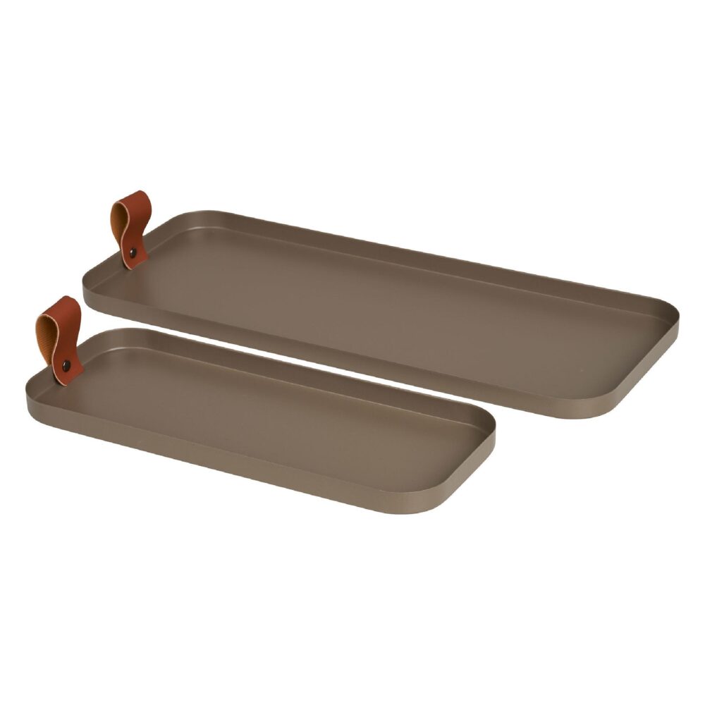 stalen dienbladen set bruin afbeelding 1