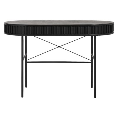 ovaal zwart eiken bureau Yana 120x60 afbeelding 1