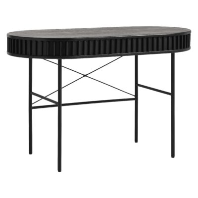 ovaal zwart eiken bureau Yana 120x60 afbeelding 2