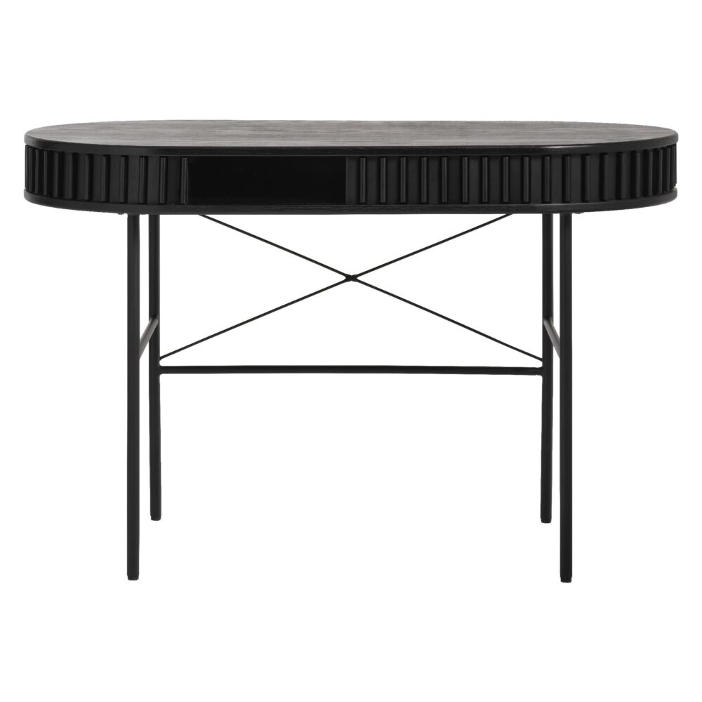 ovaal zwart eiken bureau Yana 120x60 afbeelding 5