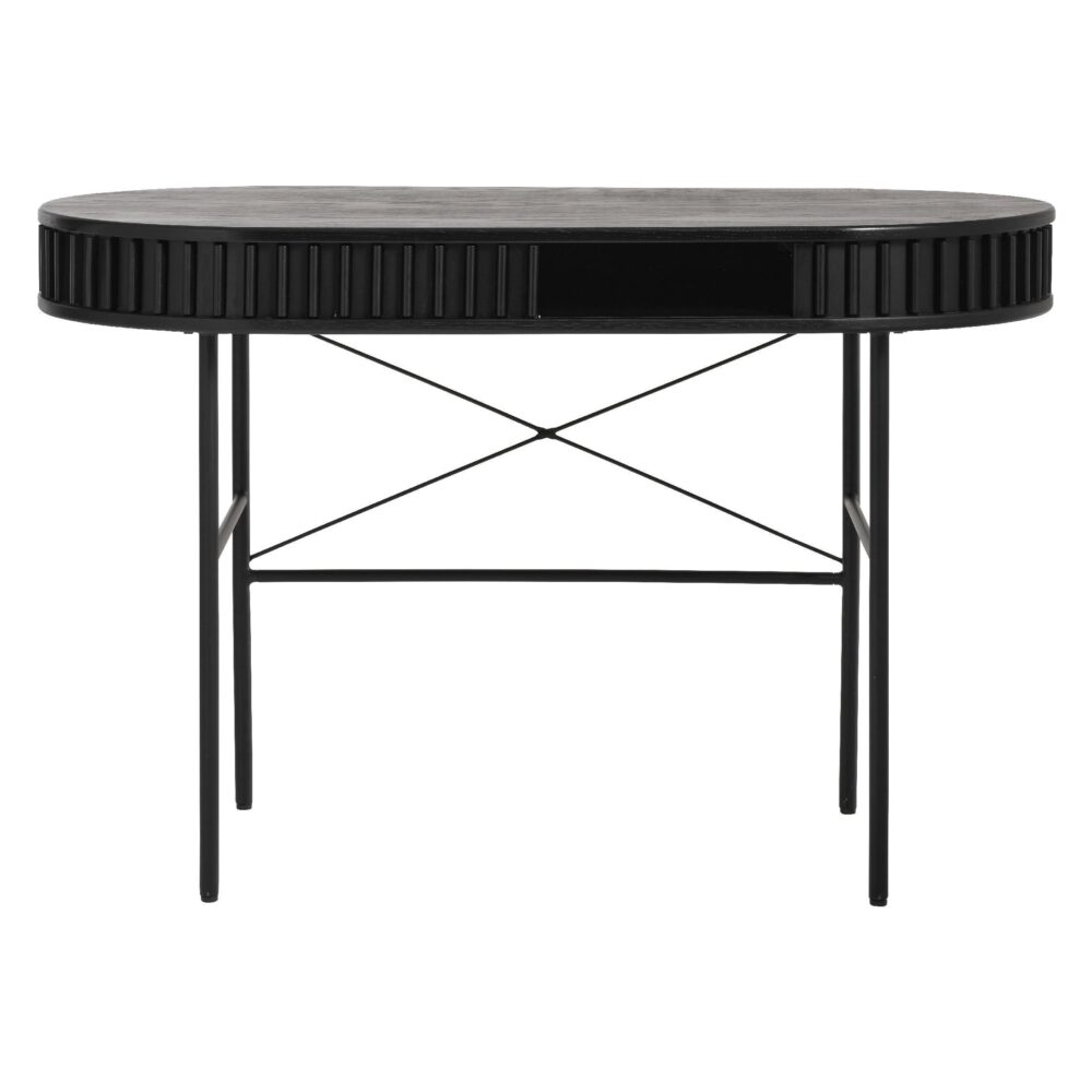 ovaal zwart eiken bureau Yana 120x60 afbeelding 4