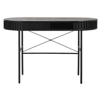 ovaal zwart eiken bureau Yana 120x60 afbeelding 4