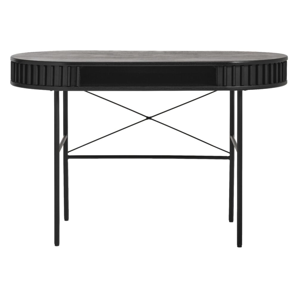 ovaal zwart eiken bureau Yana 120x60 afbeelding 3