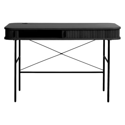 compact zwart bureau Nova met lade en kabeldoorvoer afbeelding 1