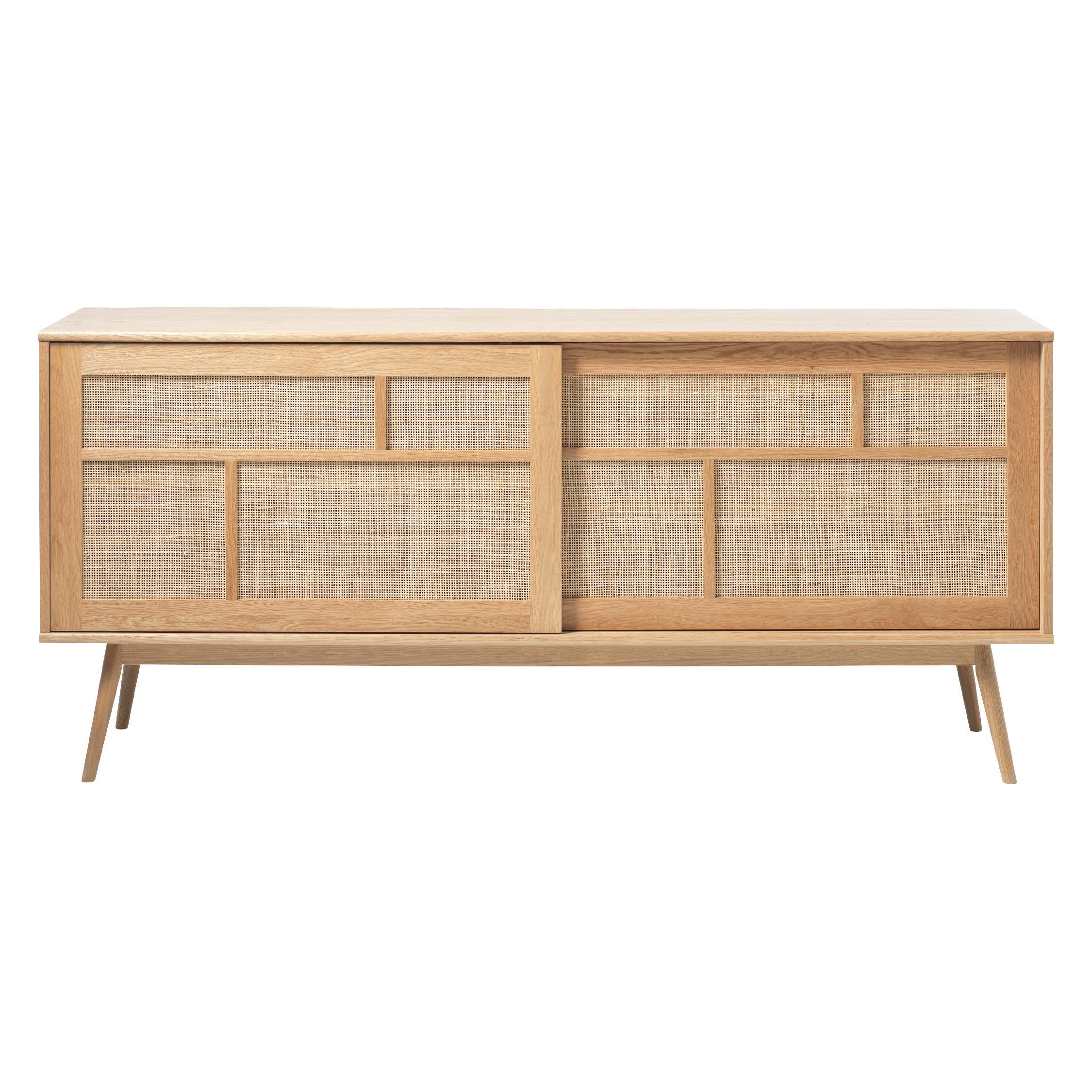 Enli dressoir eiken met rotan schuifdeuren afbeelding 1