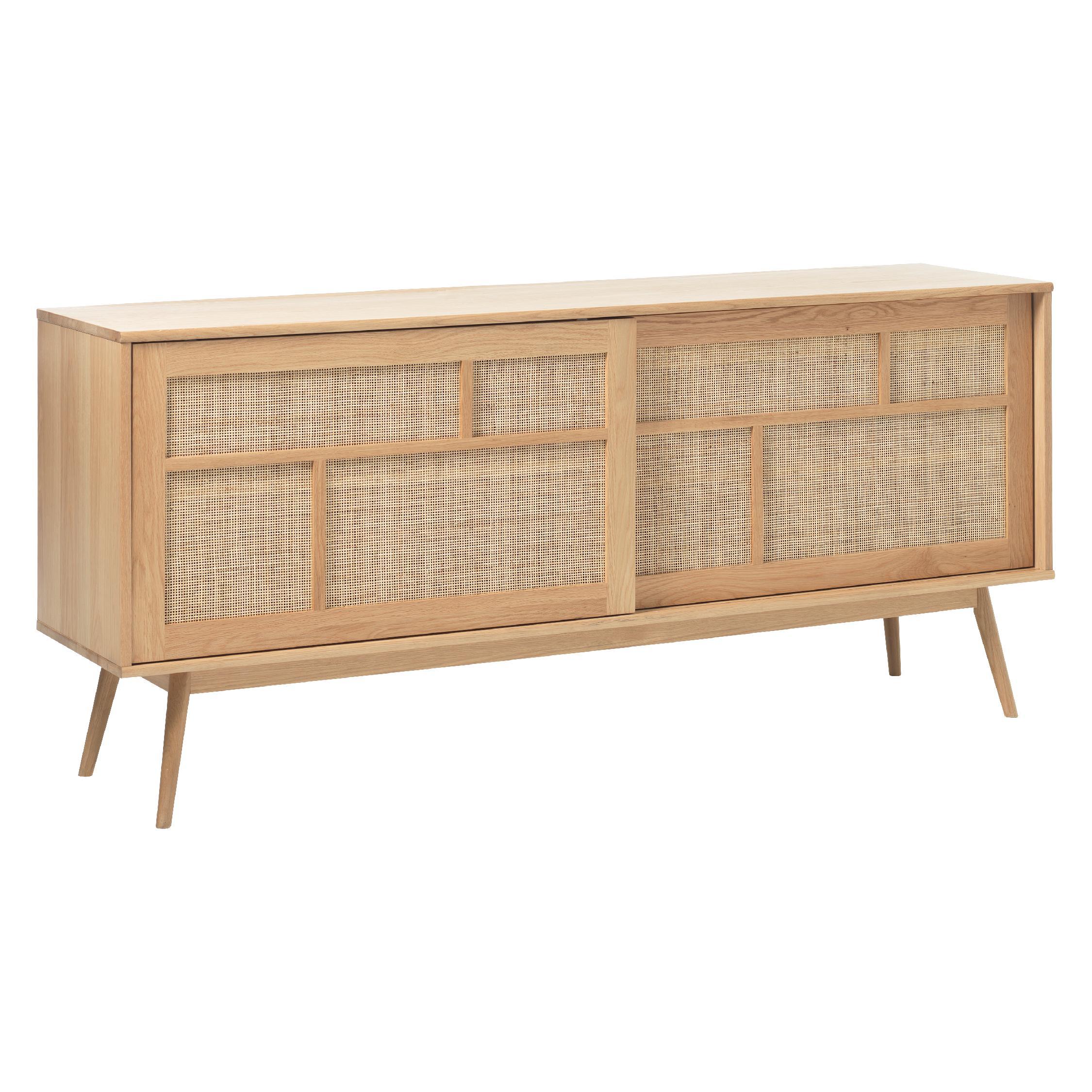 Enli dressoir eiken met rotan schuifdeuren afbeelding 4