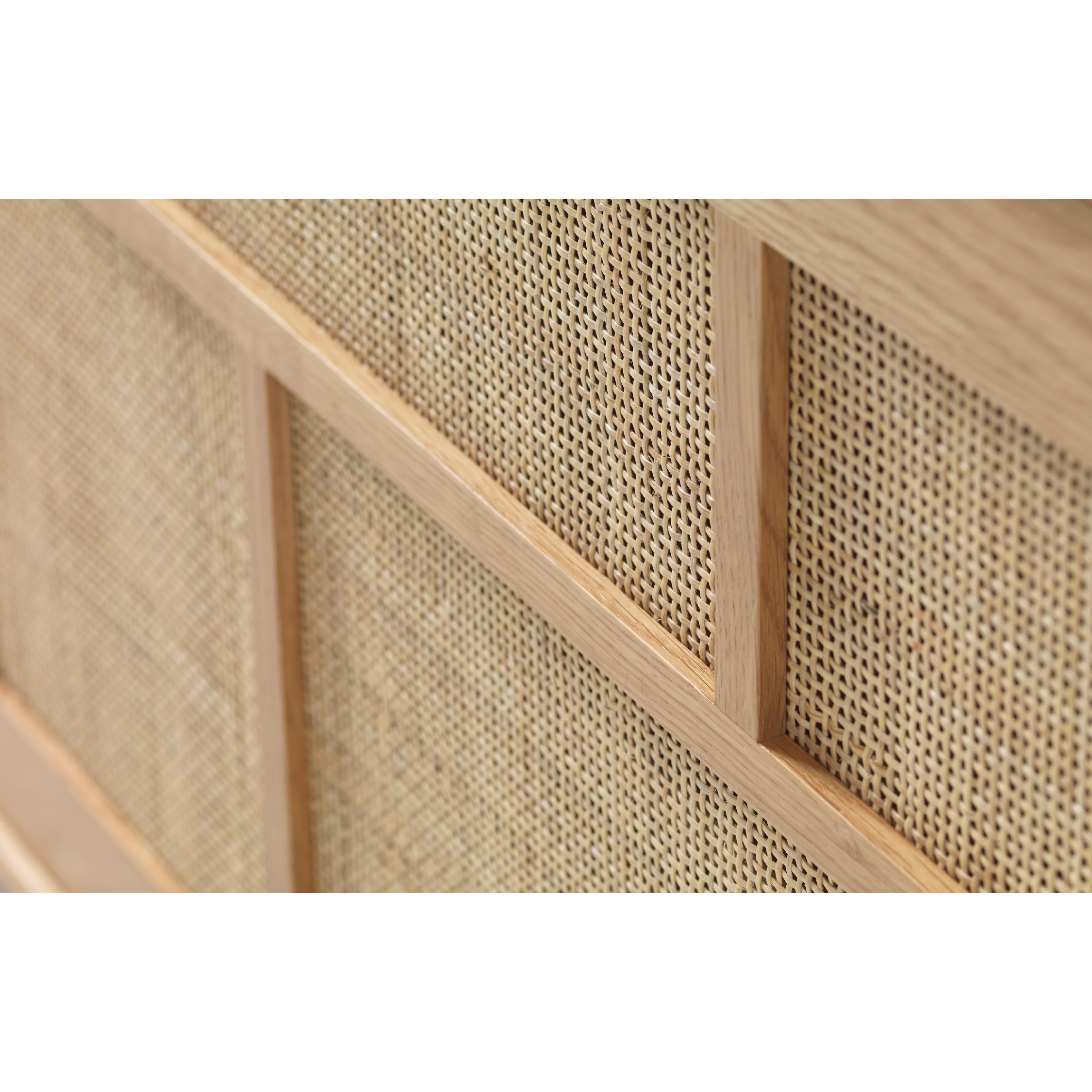 Enli dressoir eiken met rotan schuifdeuren afbeelding 6