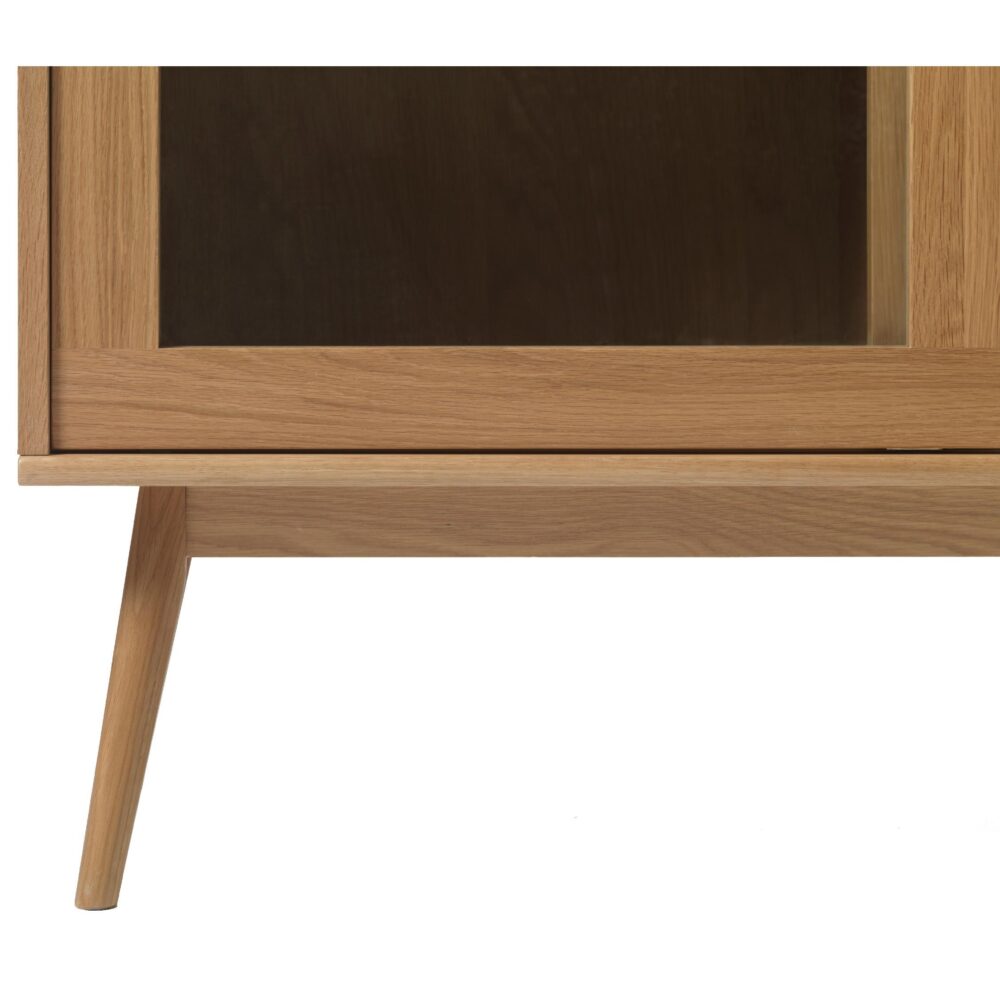 Enli eiken vitrinekast met glazen schuifdeuren afbeelding 6