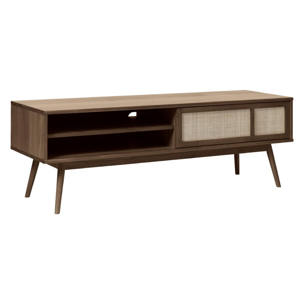 tv-meubel Enli eikenhout rotan 150 cm afbeelding 1