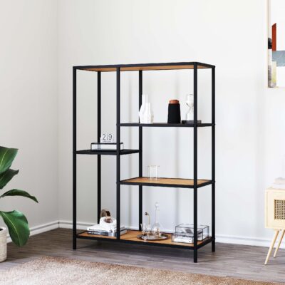 industriële vakkenkast Lynor eiken zwart afbeelding 3