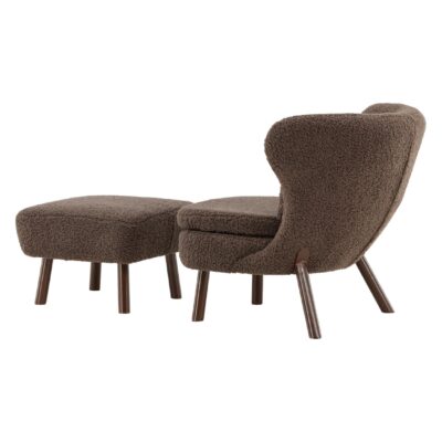 bruine teddy fauteuil met poef afbeelding 5