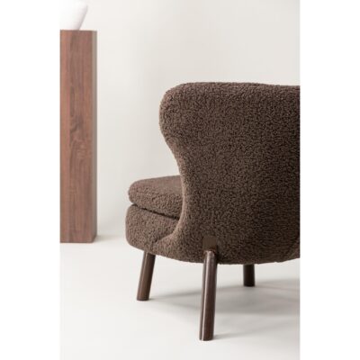 bruine teddy fauteuil met poef afbeelding 10