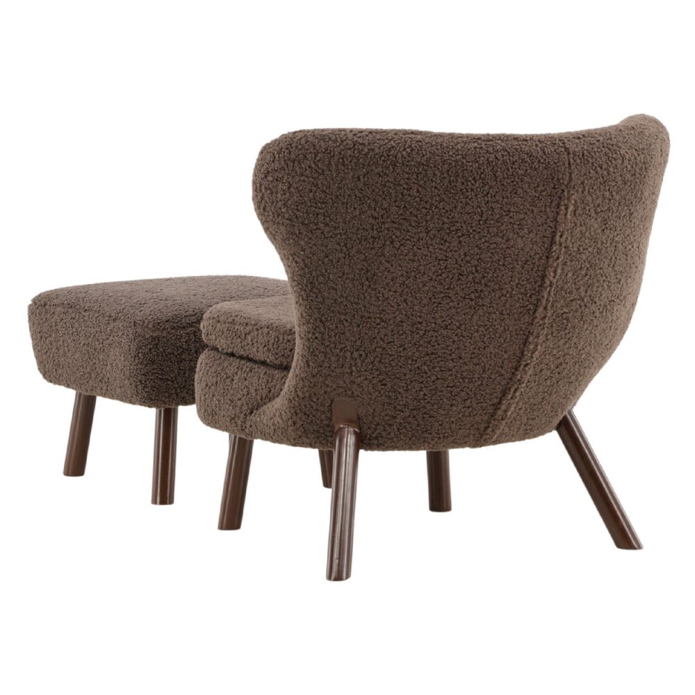 bruine teddy fauteuil met poef afbeelding 6