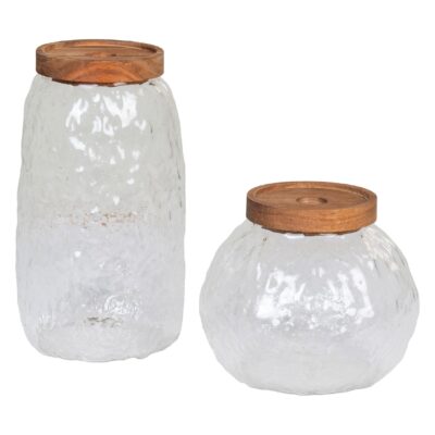 glazen voorraadpotten met houten deksel afbeelding 1