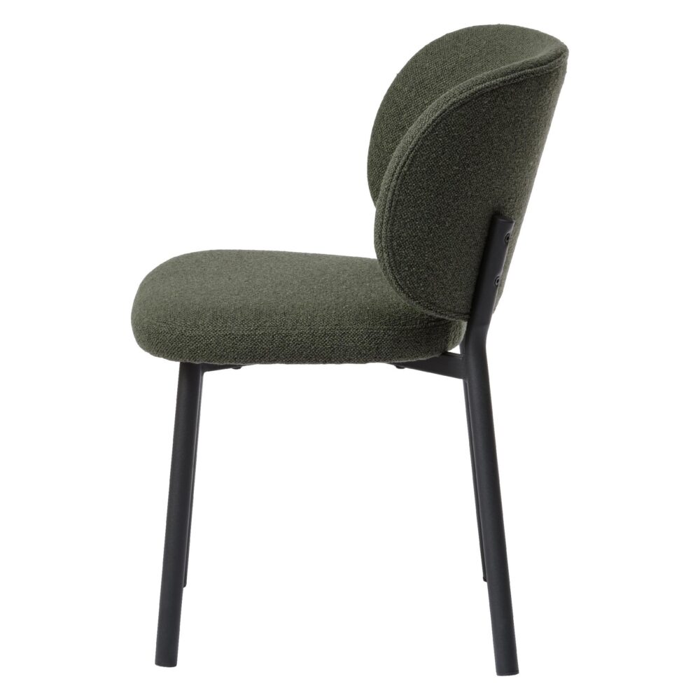 donkergroene bouclé eetkamerstoelen Nuno afbeelding 2
