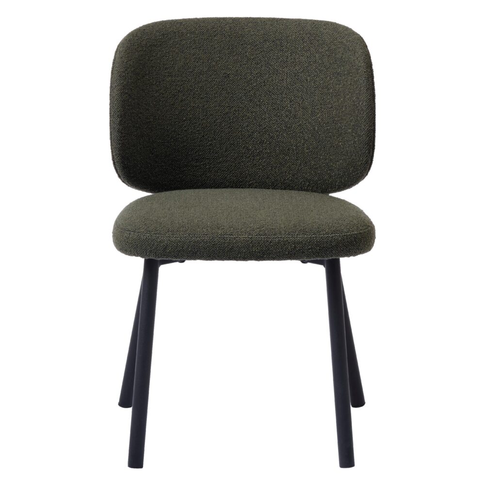 donkergroene bouclé eetkamerstoelen Nuno afbeelding 3