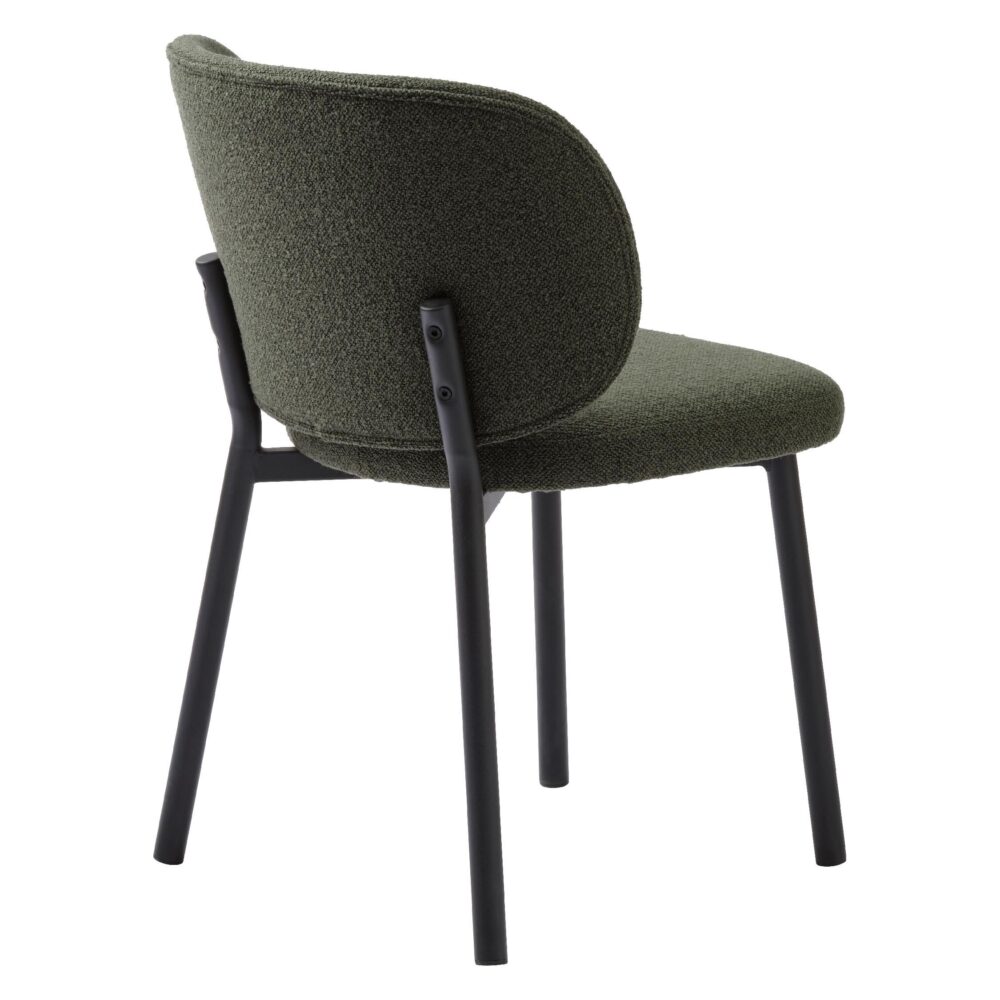 donkergroene bouclé eetkamerstoelen Nuno afbeelding 4