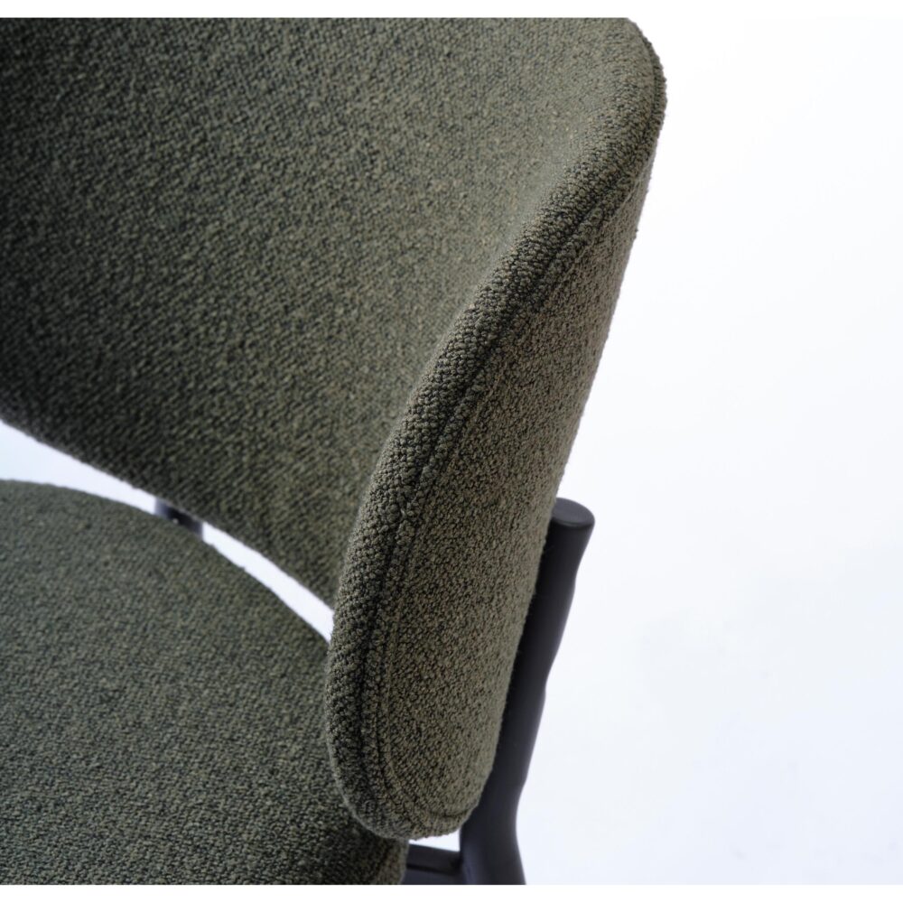 donkergroene bouclé eetkamerstoelen Nuno afbeelding 6
