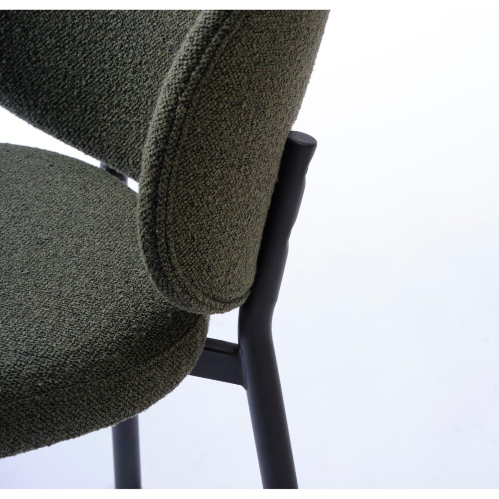 donkergroene bouclé eetkamerstoelen Nuno afbeelding 7