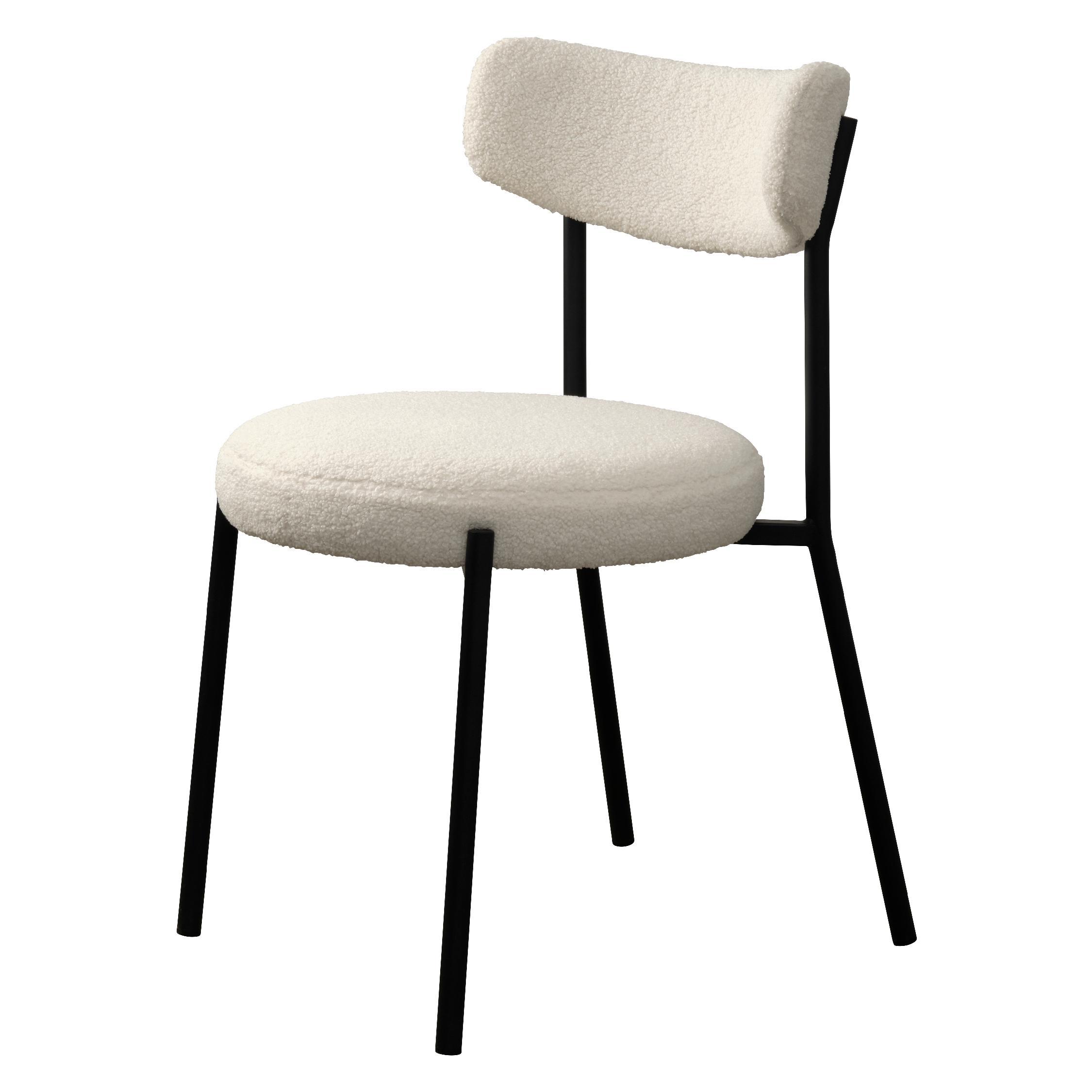 bouclé eetkamerstoelen set van 2 off white afbeelding 1