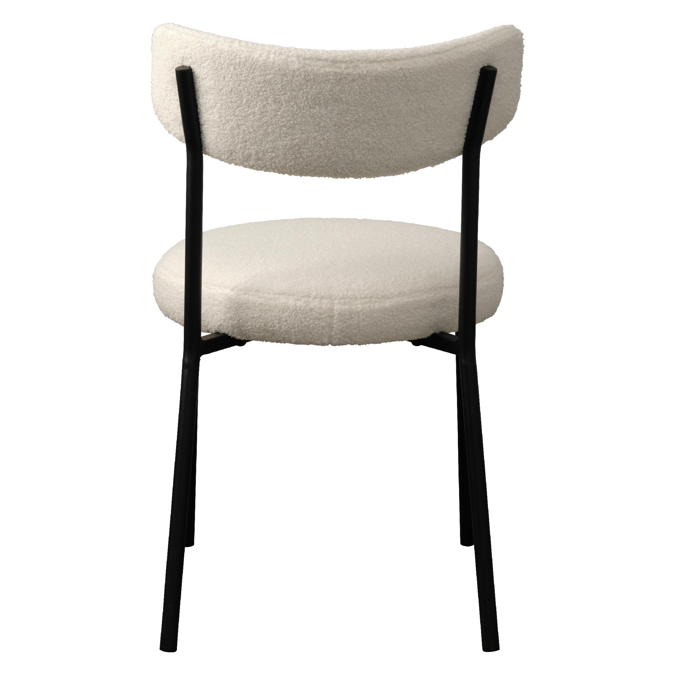 bouclé eetkamerstoelen set van 2 off white afbeelding 2