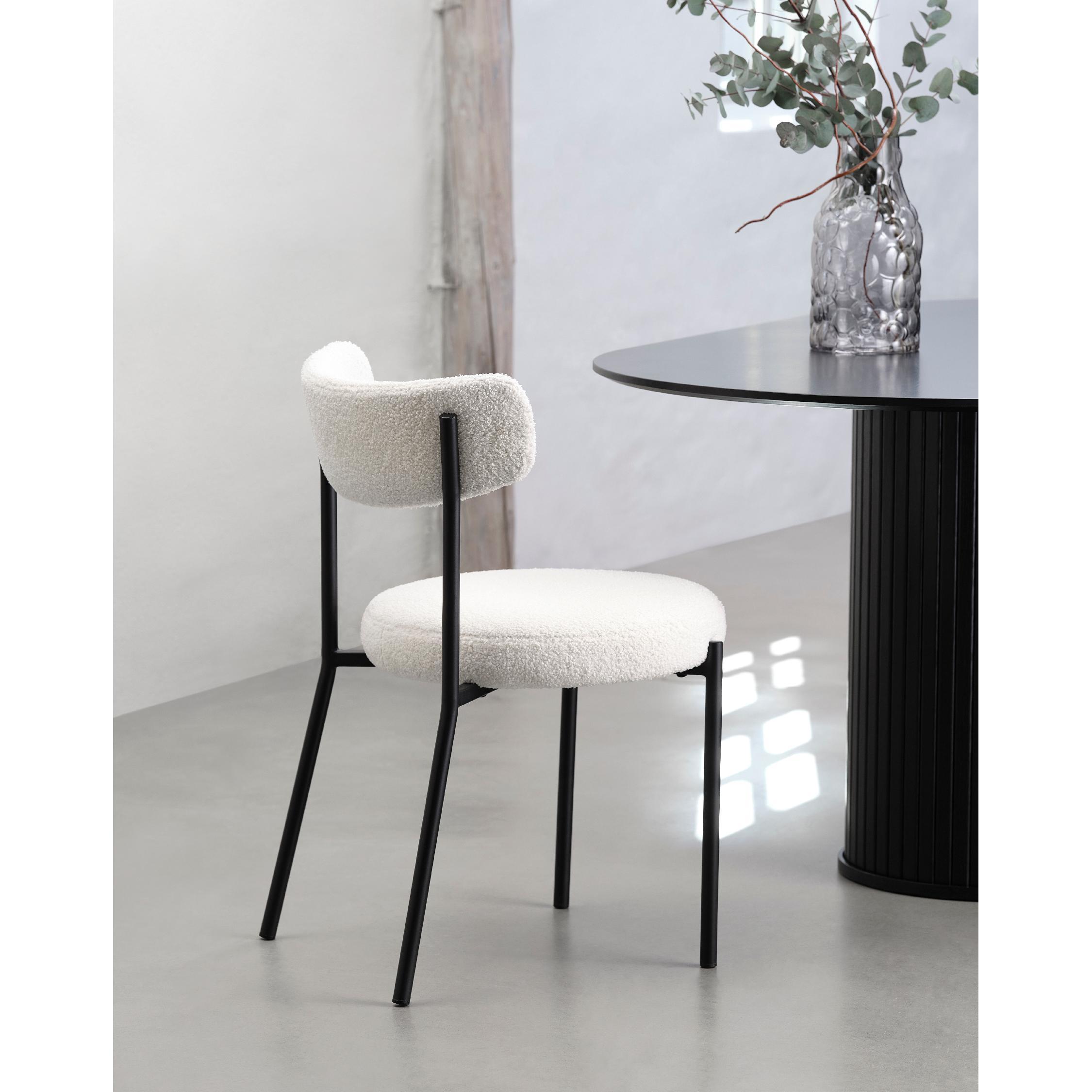 bouclé eetkamerstoelen set van 2 off white afbeelding 9