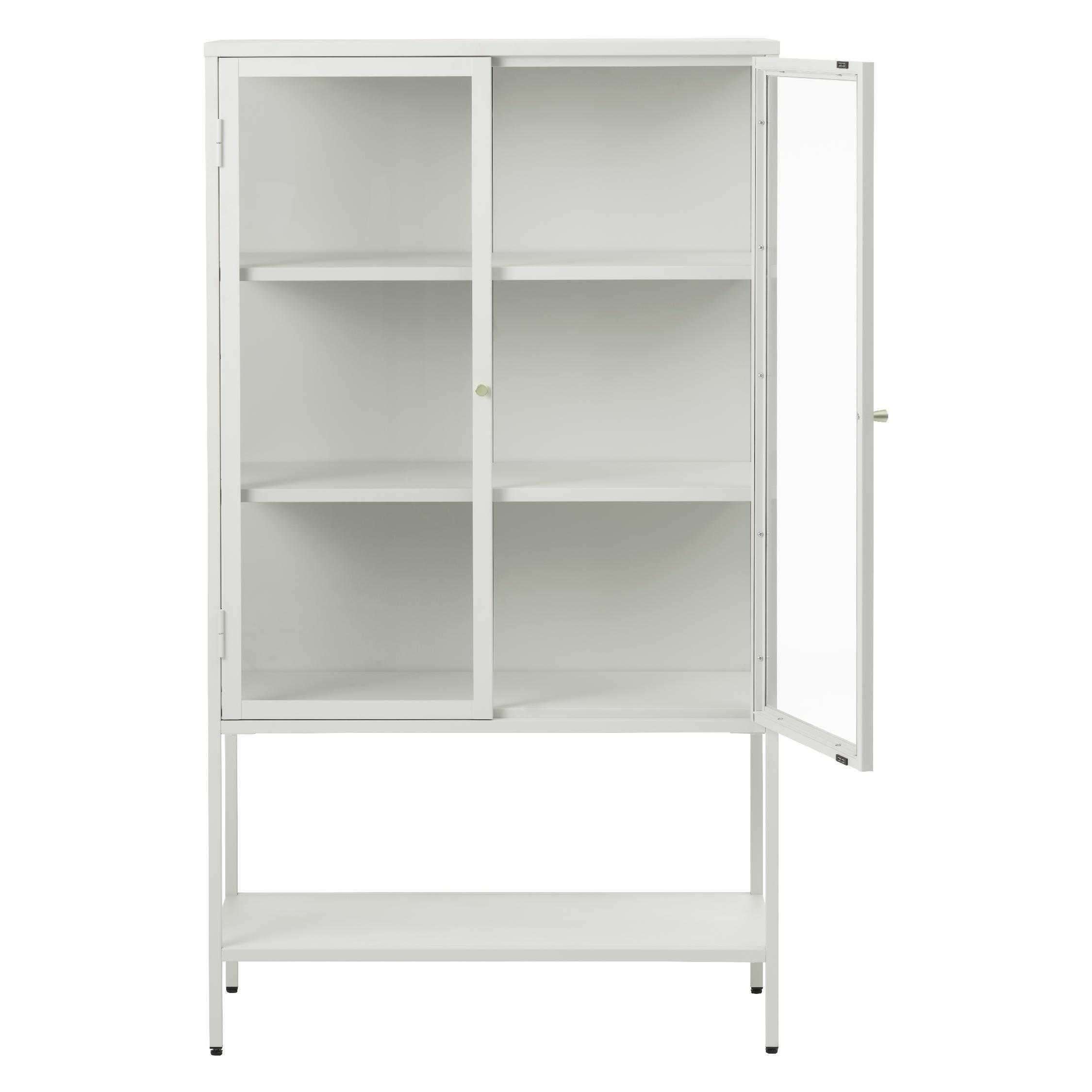 witte metalen vitrinekast Maja met glazen deuren afbeelding 3