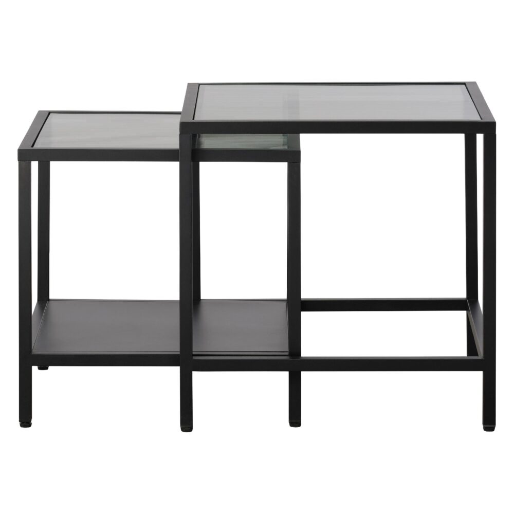 Soren salontafel set van 2 glas en metaal zwart afbeelding 2