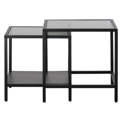 Soren salontafel set van 2 glas en metaal zwart afbeelding 2