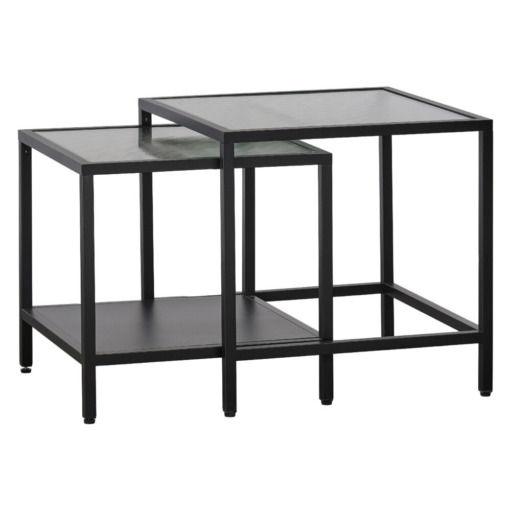 Soren salontafel set van 2 glas en metaal zwart afbeelding 1