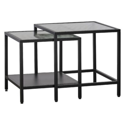 Soren salontafel set van 2 glas en metaal zwart afbeelding 1