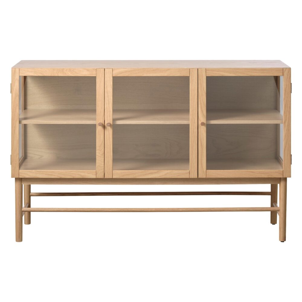 Mona dressoir eiken met glazen deuren afbeelding 1