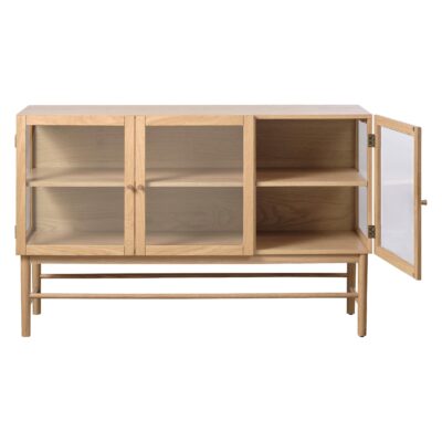 Mona dressoir eiken met glazen deuren afbeelding 3