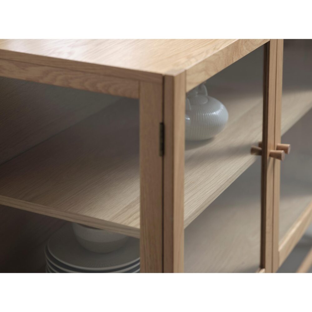 Mona dressoir eiken met glazen deuren afbeelding 5