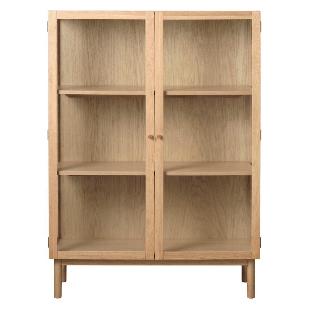 vitrinekast Mona eikenhout met glazen deuren afbeelding 1