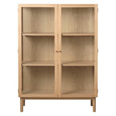 vitrinekast Mona eikenhout met glazen deuren afbeelding 1