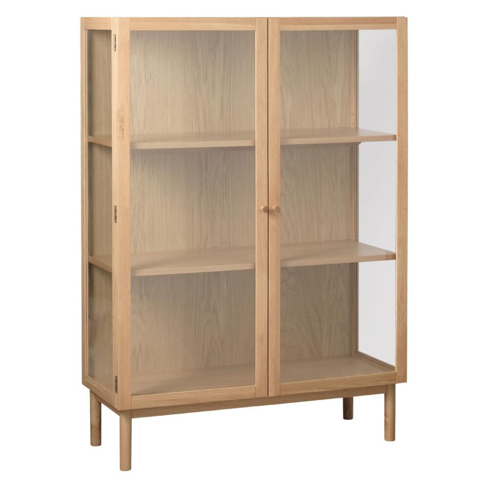 vitrinekast Mona eikenhout met glazen deuren afbeelding 3