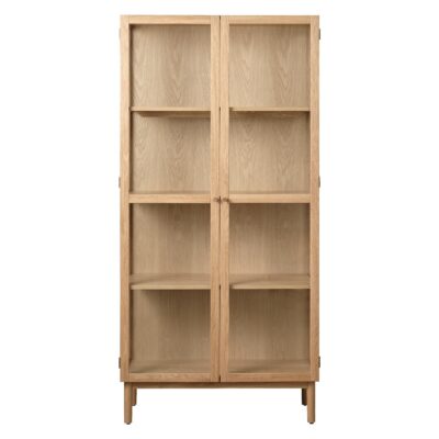 eiken vitrinekast Mona met glazen deuren afbeelding 1