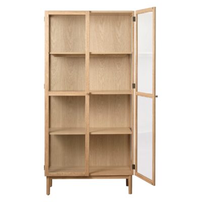 eiken vitrinekast Mona met glazen deuren afbeelding 3