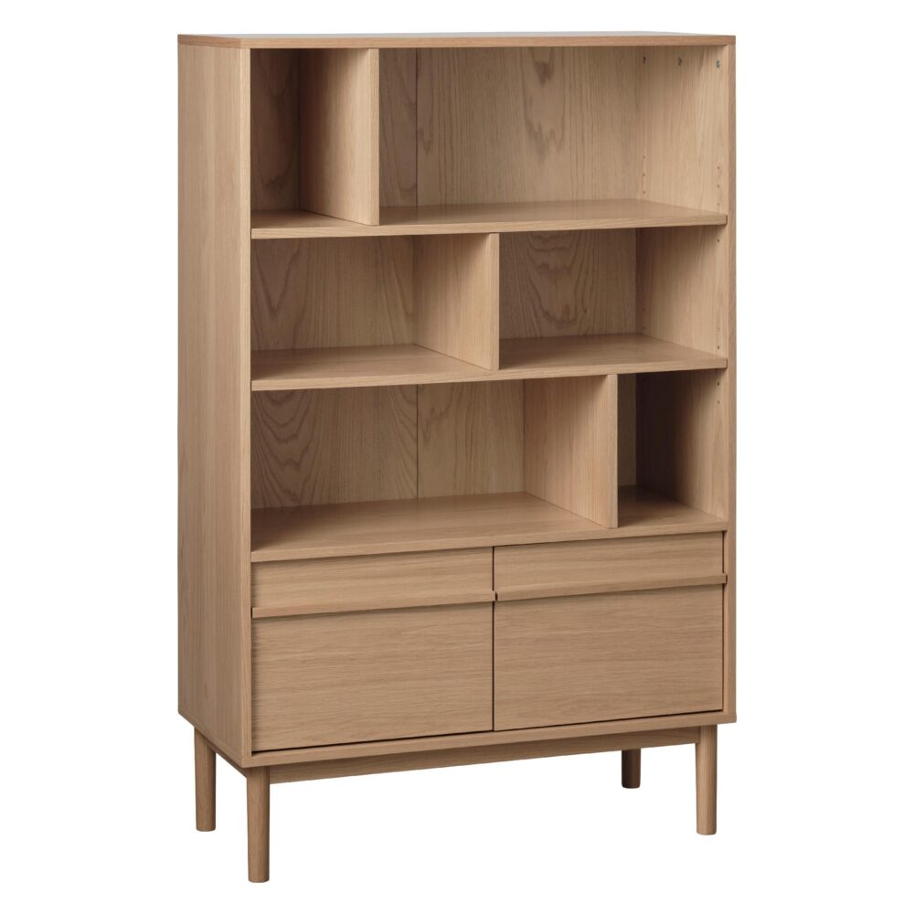 Vera eikenfineer boekenkast met lades en open vakken afbeelding 2
