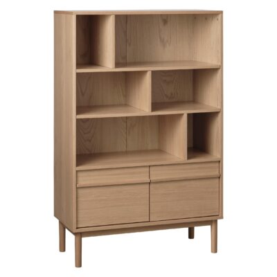 Vera eikenfineer boekenkast met lades en open vakken afbeelding 2