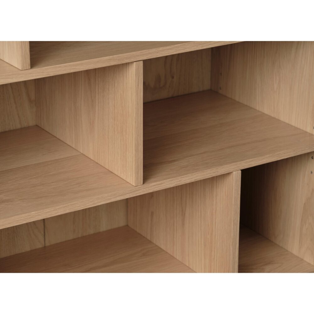 Vera eikenfineer boekenkast met lades en open vakken afbeelding 5