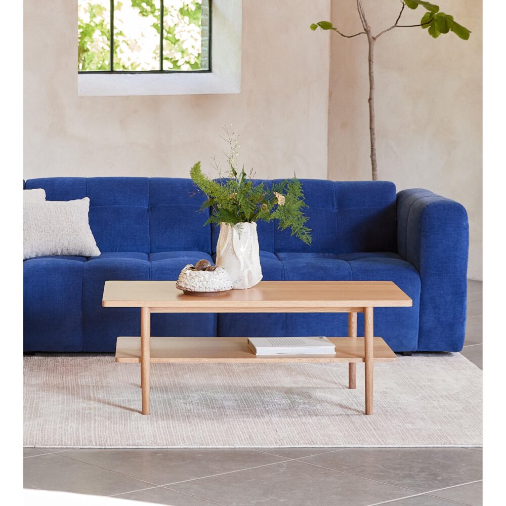 rechthoekige eiken salontafel Vera met opbergplank afbeelding 7