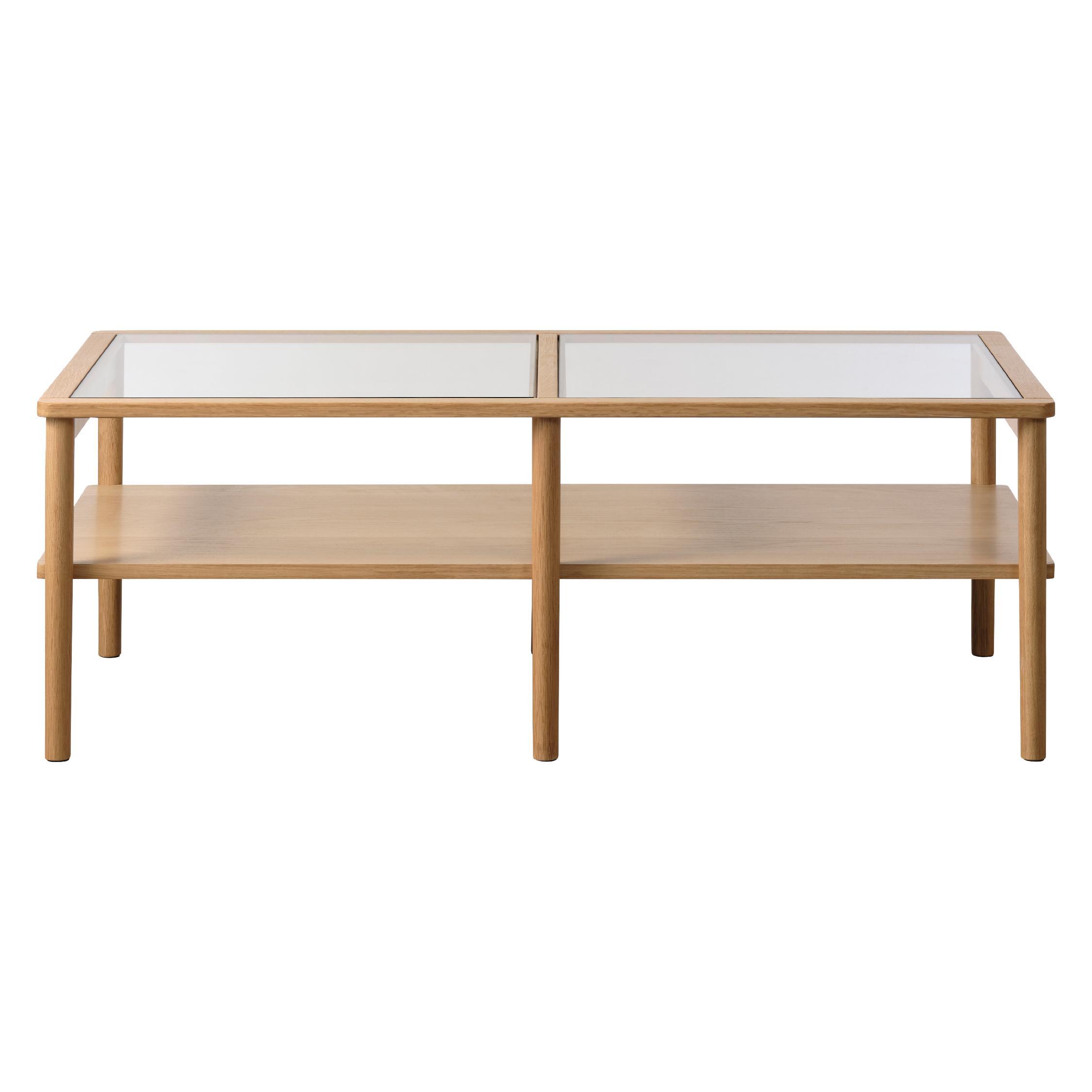 rechthoekige eiken salontafel Mona met glas afbeelding 2