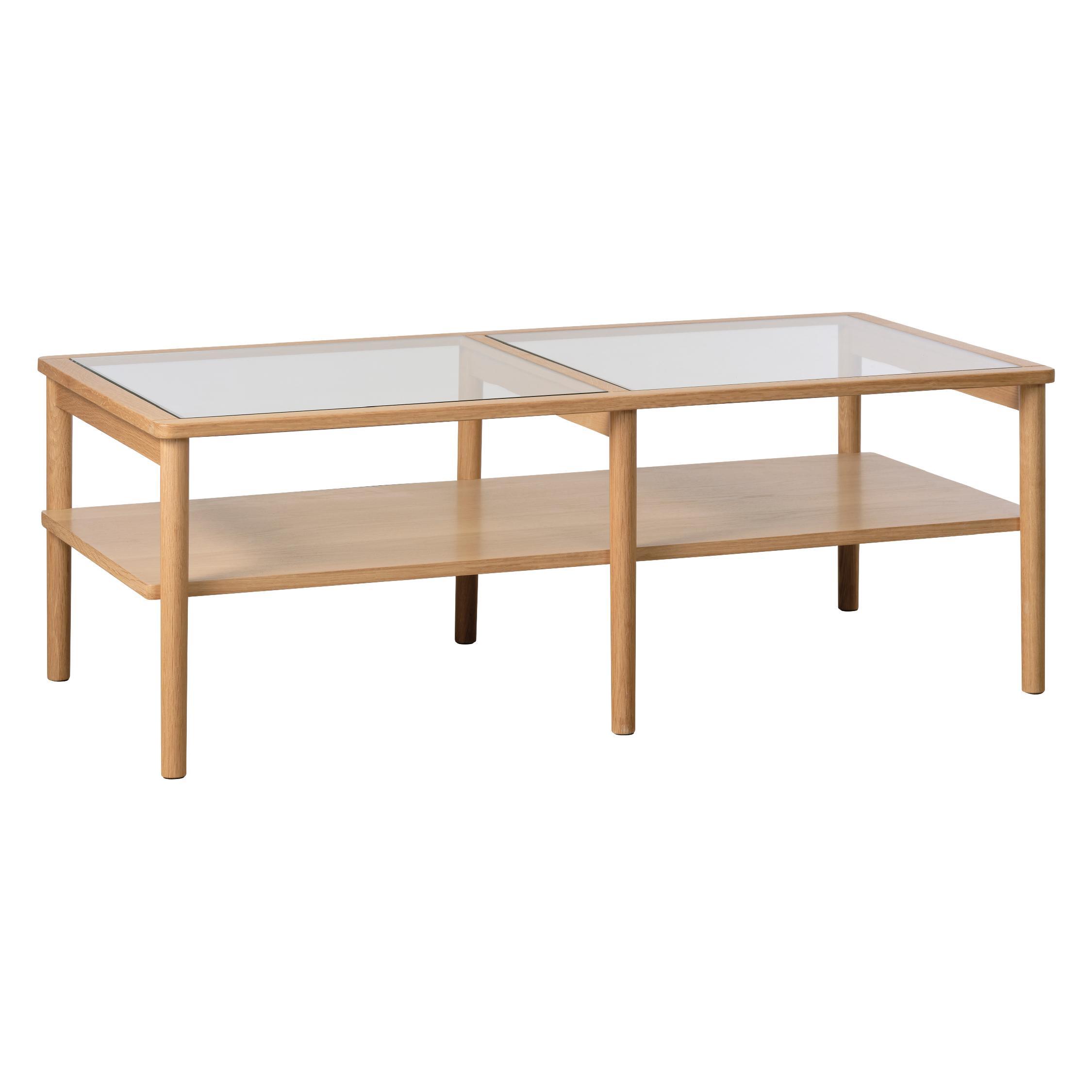 rechthoekige eiken salontafel Mona met glas afbeelding 1