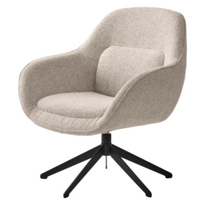 bouclé draaifauteuil met hocker offwhite afbeelding 3